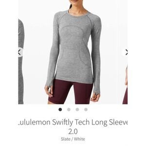 🍋 EUC LULULEMON SWIFTLY TECH LONG SLEEVE 2.0 W3DFLS SLATE WHITE Run 20